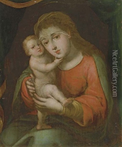 La Virgen Con El Nino Jesus Oil Painting - Gregorio Vasquez de Arce y Ceballos
