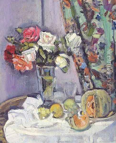 Still life with flowers Oil Painting - George Leslie Hunter