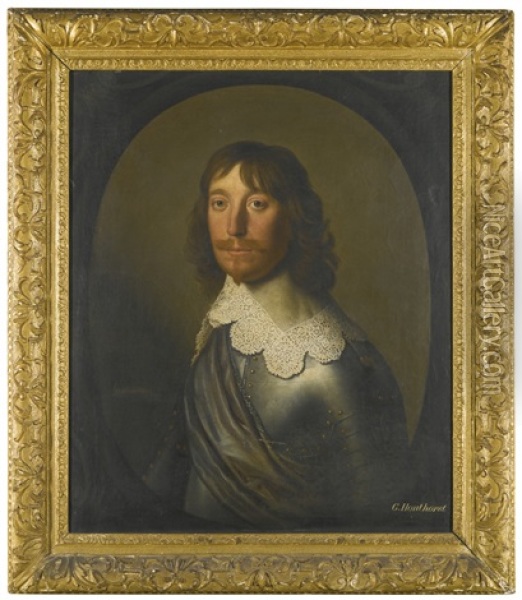 Portrait Of A Gentleman, Head And Shoulders, With A Grey Sash Around His Armour Oil Painting - Gerrit Van Honthorst