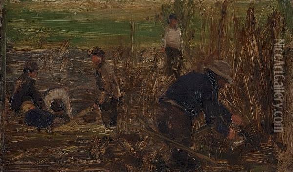 Reedcutters Oil Painting - Walter Frederick Osborne