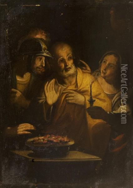 Il Rinnegamento Di Pietro Oil Painting - Antonio Cifrondi