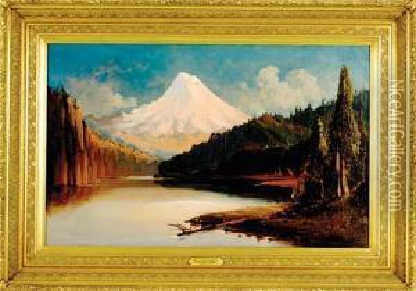 Mount Hood From The River Oil Painting - Edward Hill
