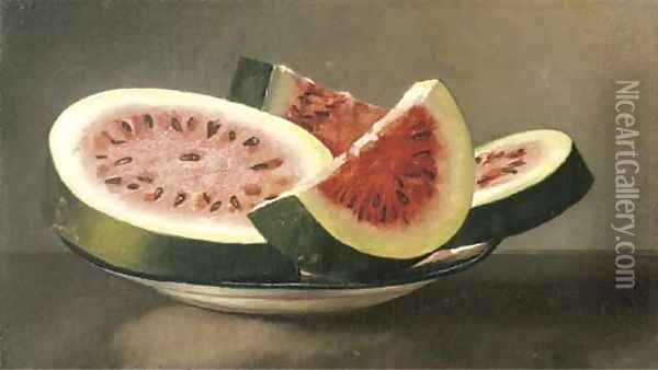 Still Life with Watermelon Oil Painting - American School