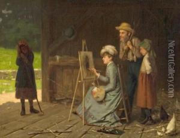 A Lady At The Easel Oil Painting - William Morgan