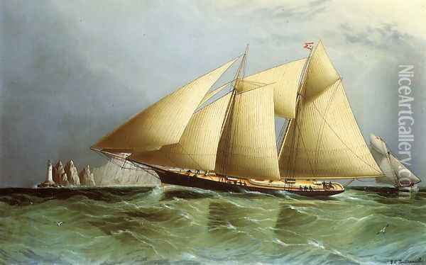 Vesta off the Needles Oil Painting - James E. Buttersworth