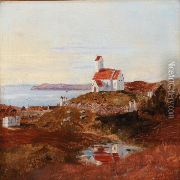 View Towards Helgenaes Church, Denmark Oil Painting - Janus Andreas La Cour
