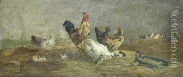 Basse-cour Oil Painting - Jacques Alfred Brielman
