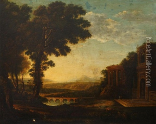 Landscape With The Father Of Psyche Sacrificing At The Milesian Temple Of Apollo Oil Painting - Claude Lorrain