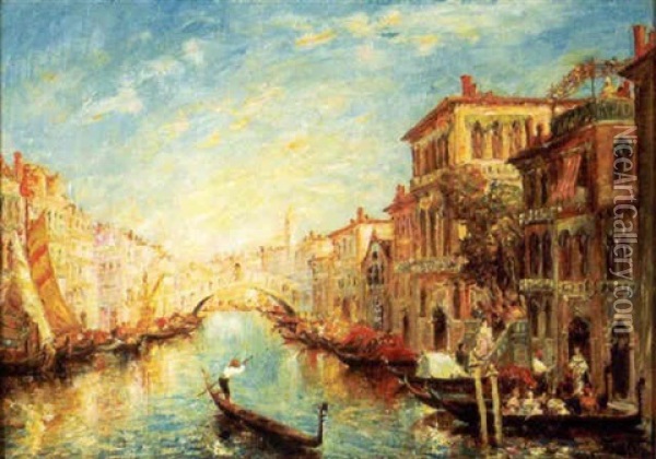 Grand Canal, Venice Oil Painting - Jean-Baptiste (Joannes) Drevet