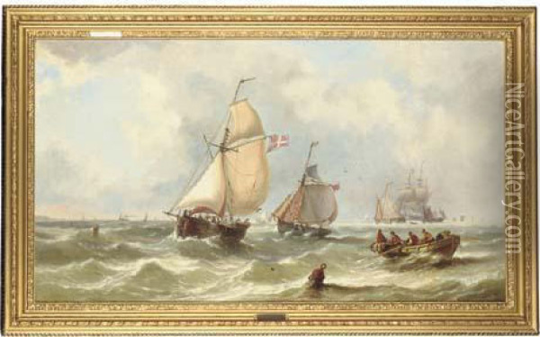 Fishing Boats Off Deal Oil Painting - John Callow
