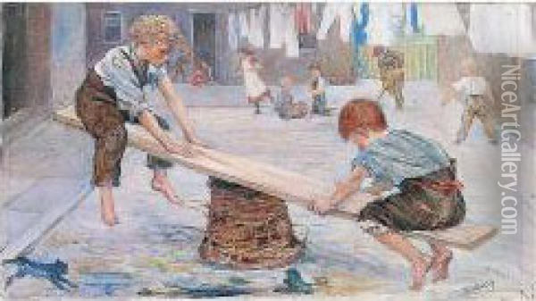 The See-saw Oil Painting - William Drummond Young