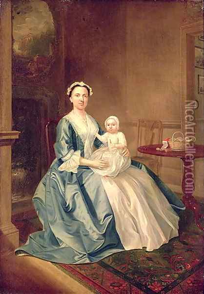 Portrait of a lady of the Lister family and Child Oil Painting - Arthur William Devis