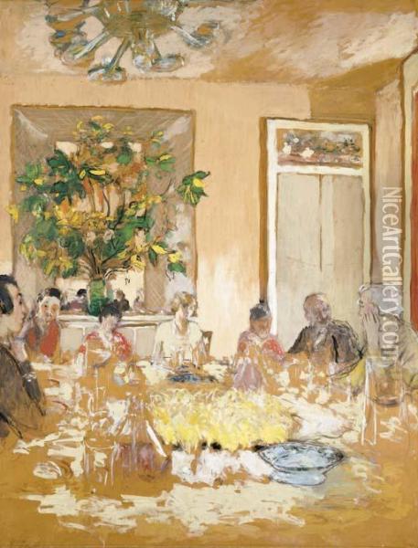 La Salle A Manger Au Chateau De Clayes Oil Painting - Jean-Edouard Vuillard