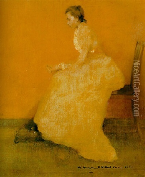 Young Woman In White Oil Painting - William Nicholson