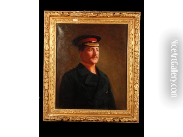 A Bust-length Portrait Of Charles Chetwynd-talbot Viscount Ingestre Mvo (1882-1915), Wearing His Royal Horse Guards Uniform Oil Painting - Dorofield Hardy
