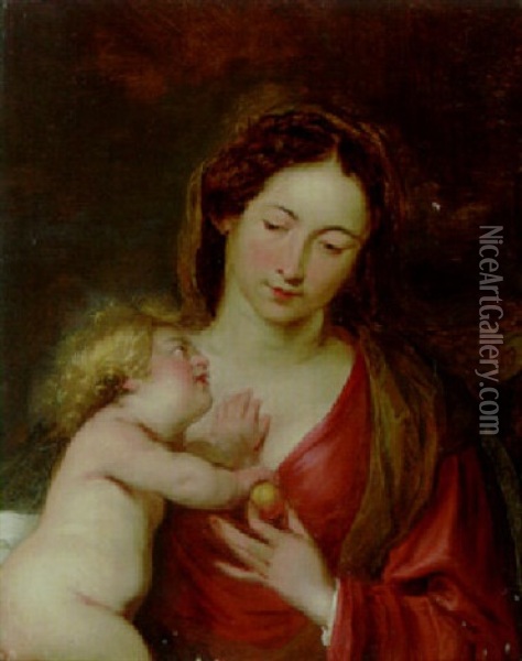 The Virgin And Child Oil Painting - Erasmus Quellinus II
