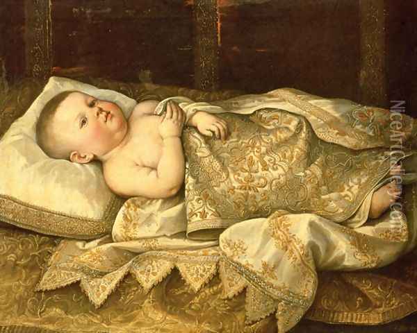 Portrait of Prince Leopold de' Medici as a Baby Oil Painting - Tiberio di Tito