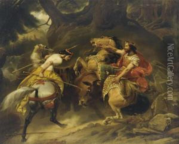 Charlemagne Et Hildegarde Oil Painting - Frederic Henri Schopin