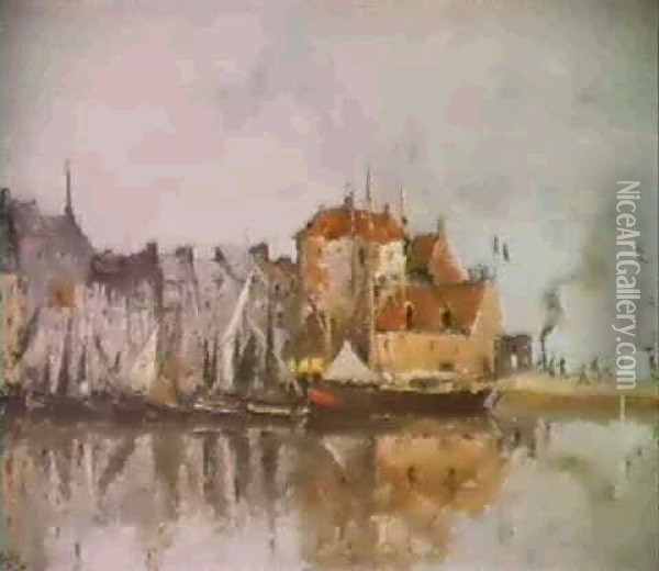 Bassin Et Lieutenance A Honfleur Oil Painting - Frank Myers Boggs
