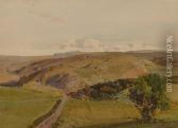 Moorland View. Oil Painting - Harry Watson