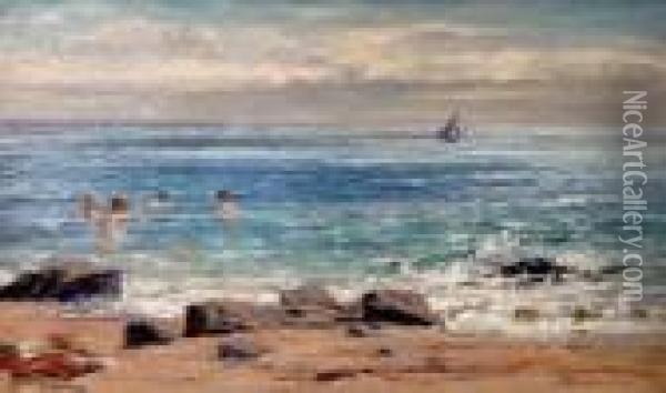 Boys Bathing In The Sea Oil Painting - Joseph Henderson