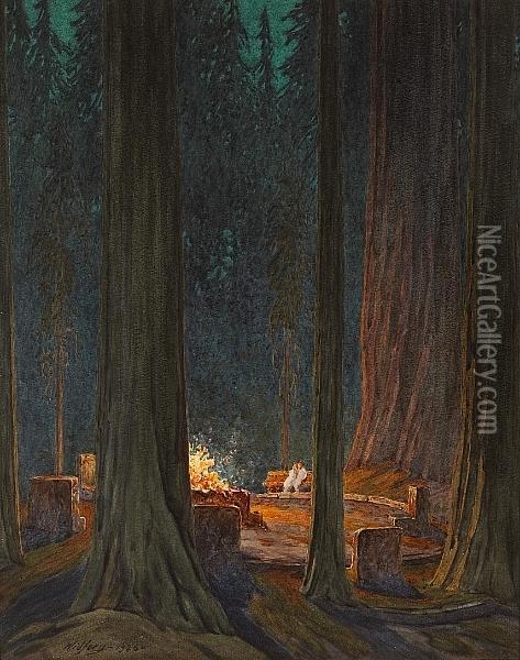 Bohemian Grove Oil Painting - Gunnar M. Widforss