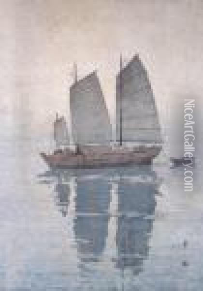 Sailing Boats Oil Painting - Hiroshi Yoshida