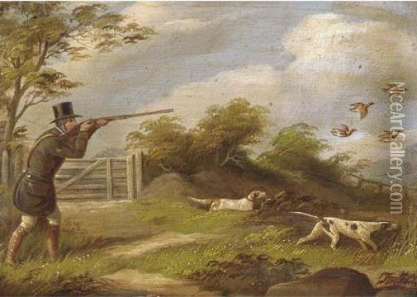 Partridge Shooting Oil Painting - Henry S. Cottrell