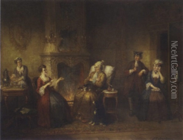 Reading The Letter Oil Painting - Henricus Engelbertus Reijntjens