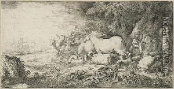Noah Lasst Die Tiere In Die Arche Gehen Oil Painting - Giovanni Benedetto Castiglione