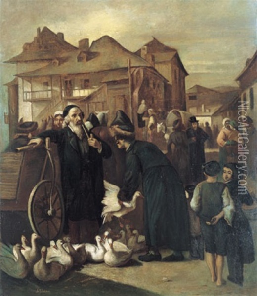 Ganse Markt In Krakow Oil Painting - Alois Schoenn