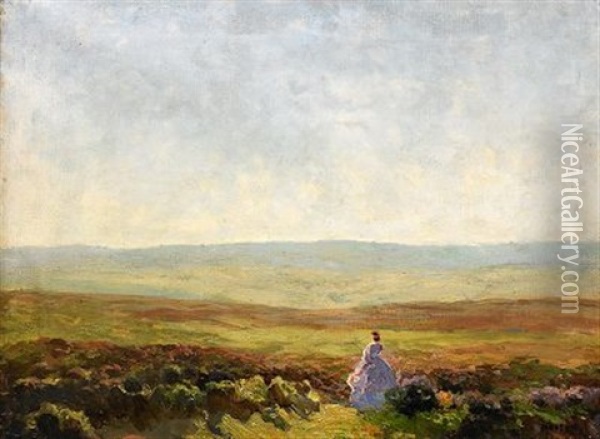 On The Moors Oil Painting - Thomas Edwin Mostyn