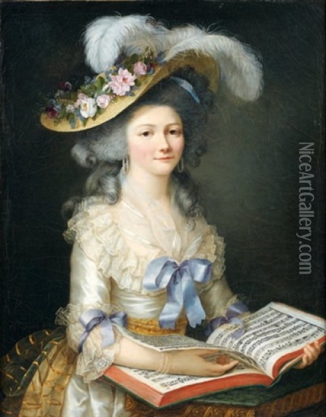 Portrait (francoise De Taulong?) Oil Painting - Elisabeth Lemoine