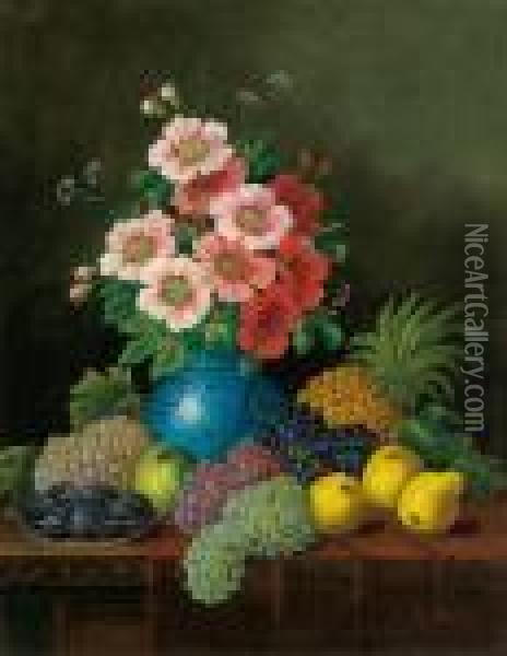 Still Life With Wine Grapes Oil Painting - Rudolf Stoitzner