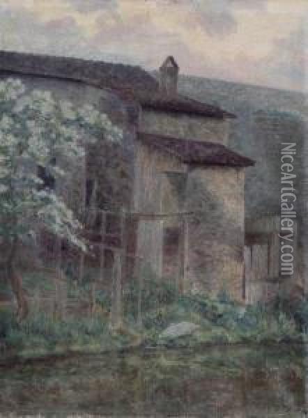 Soir D'orage, Vieillesmaisons Oil Painting - Auguste Michel Colle