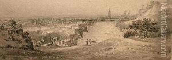 View Over South East London Towards The River Thames Oil Painting - James, Rev. Bourne
