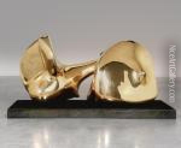 Two Piece Sculpture No. 7: Pipe Oil Painting - Henry Moore