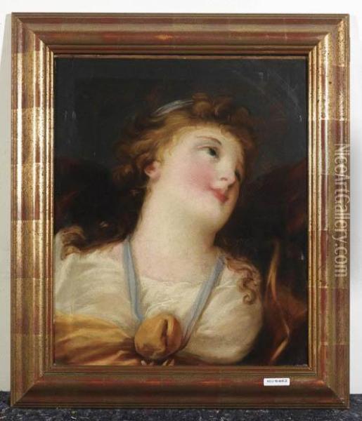 Portrait Einer Frau Nach Oben Blickend. Oil Painting - Jean Baptiste Greuze