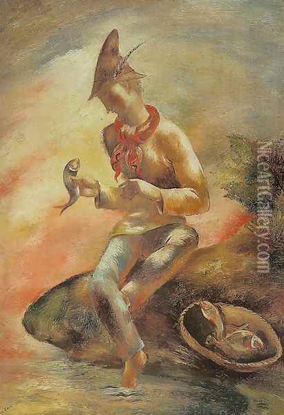 Fisherman Oil Painting - Eugene Zak