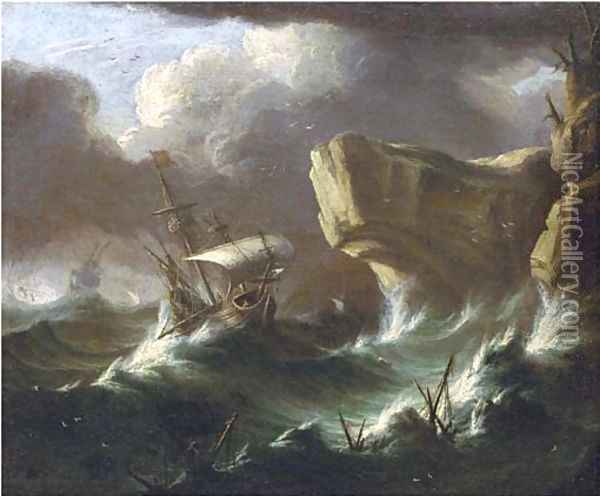 A storm at sea Oil Painting - Pieter the Younger Mulier
