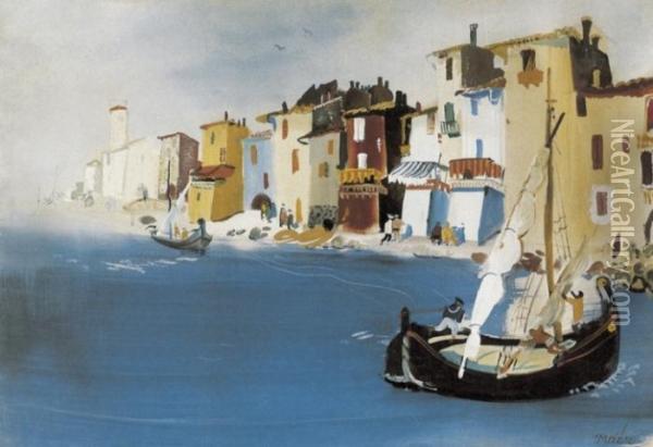 Italian Harbour, About 1938-39 Oil Painting - Endre Vadasz
