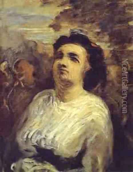 Bust Of A Woman 1850-55 Oil Painting - Honore Daumier