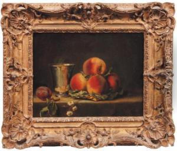 Nature Morte Aux Peches Et Gobeletd'argent Oil Painting - Anne Vallayer-Coster