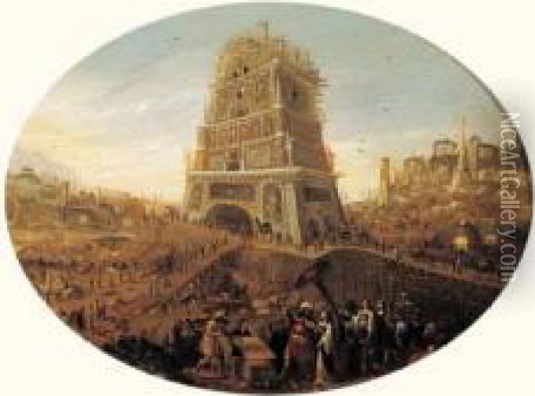 La Construction De La Tour De Babel Oil Painting - Rombout Van Troyen