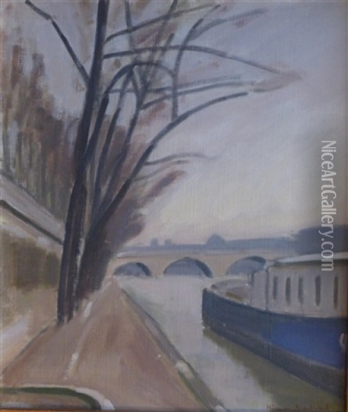 Bord De Seine Oil Painting - Ernest Hiram Bruelhart