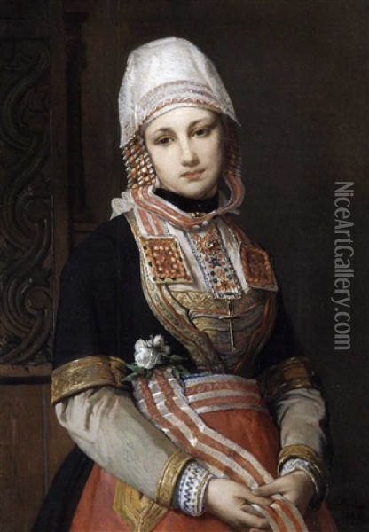 Jeune Femme (d'europe De L'est?) Oil Painting - Jean-Francois Portaels