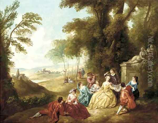 Fete Champetre Oil Painting - Jean-Antoine Watteau