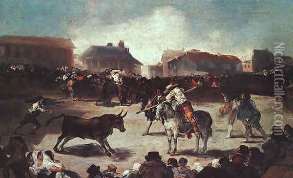 Village Bullfight Oil Painting - Francisco De Goya y Lucientes