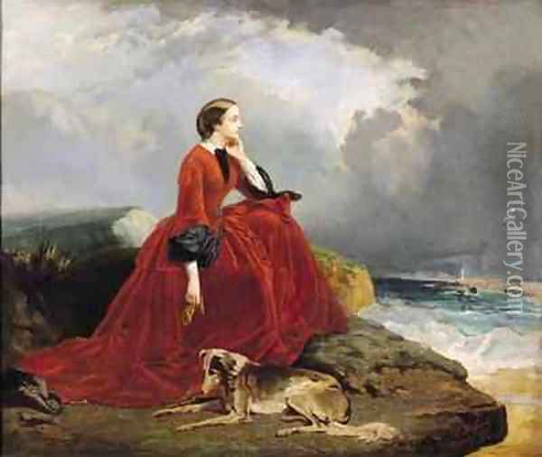 Empress Eugenie 1826-1920 at Biarritz Oil Painting - E. Defonds