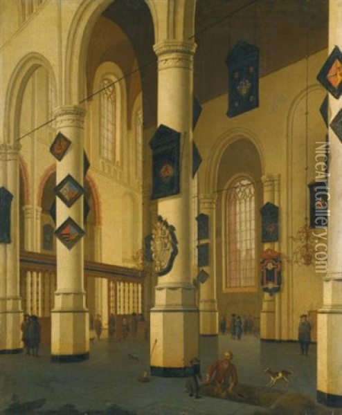 A View Of The Interior Of The Oude Kerk, Delft (from The Main Choir To The North-west, Through The Mariakoor (mary's Choir) To The Transept) Oil Painting - Hendrick Cornelisz van der Vliet